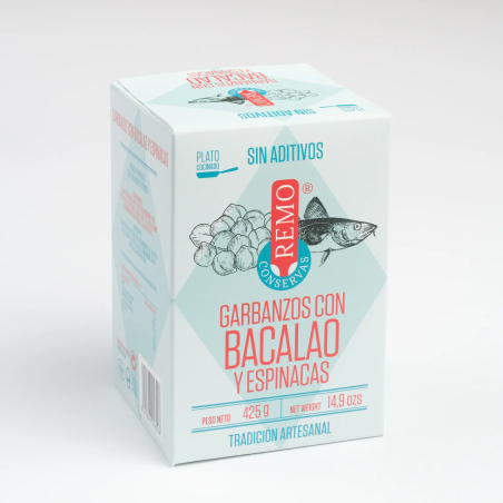 Grão-de-bico com bacalhau e espinafres 425 g
