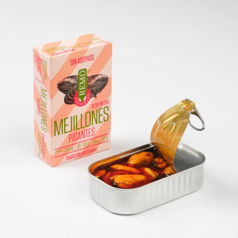 Caja de Mejillones Picantes (12/16) 115 g